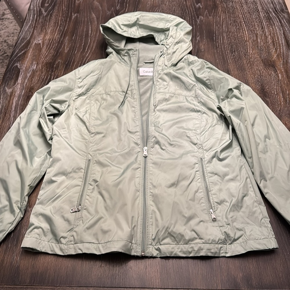 🟣 LIKE NEW! Calvin Klein Womens Zip Front Light Green Windbreaker size Large - Picture 4 of 8